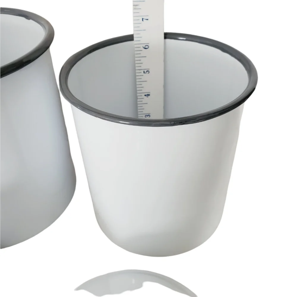 Farmhouse White Enamel Flour and Sugar Canister Set with Lids Kitchen Storage